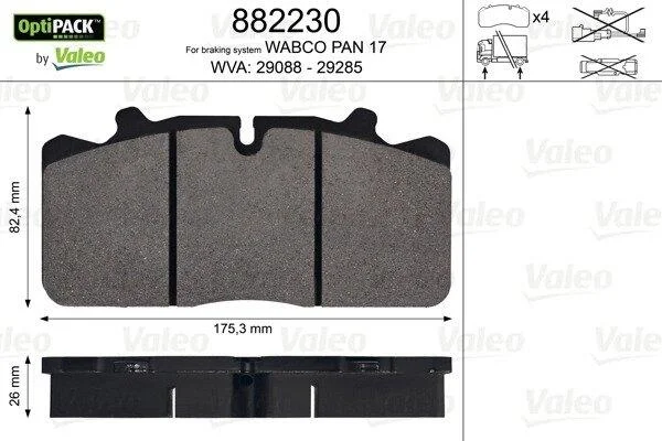 Гальмівні колодки, дискові VALEO 882230 (фото 1)