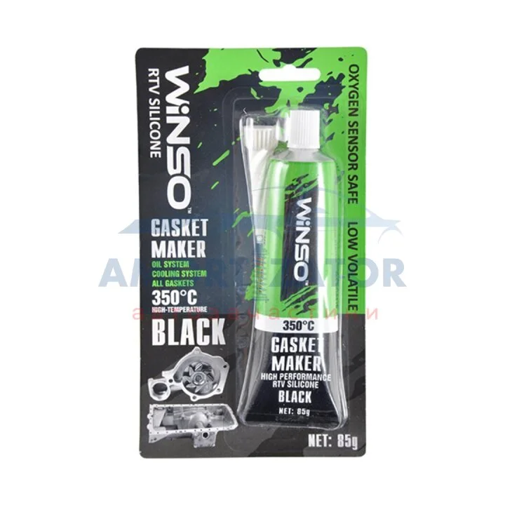 GASKET MAKER BLACK 85g +350⁰С Cиліконовий герметик прокладок професійний чорний WINSO 310300 (фото 1)