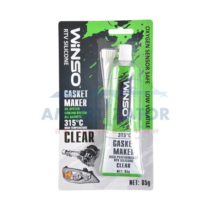 GASKET MAKER CLEAR 85g +315⁰С Силіконовий герметик прокладок професійний прозорий WINSO 310400 (фото 1)