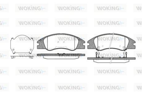 Комплект гальмівних накладок, дискове гальмо WOKING P10343.02