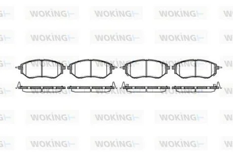 Комплект гальмівних накладок, дискове гальмо WOKING P10373.02