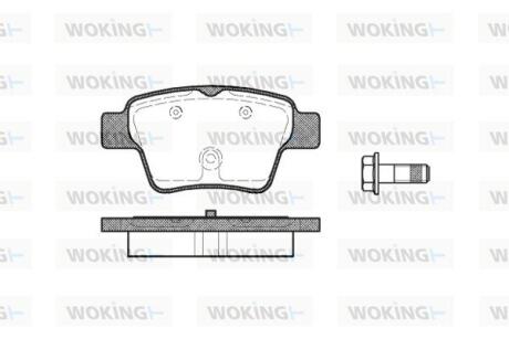 Комплект гальмівних накладок, дискове гальмо WOKING P1038300
