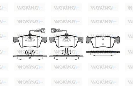 Комплект гальмівних накладок, дискове гальмо WOKING P1087302