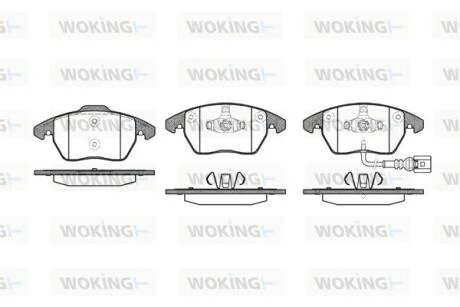 Комплект гальмівних накладок, дискове гальмо WOKING P1130301