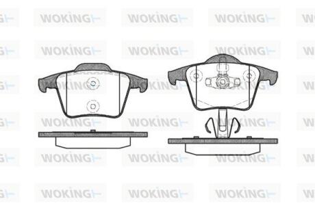 Комплект гальмівних накладок, дискове гальмо WOKING P11443.00