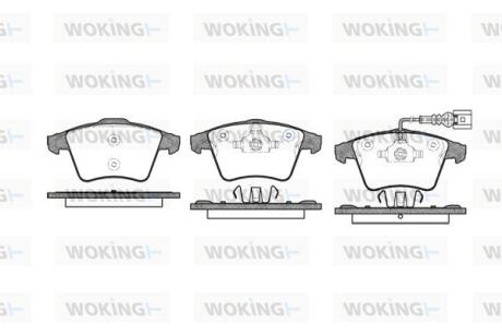 Комплект гальмівних накладок, дискове гальмо WOKING P11453.01