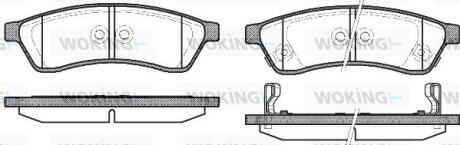 Комплект гальмівних накладок, дискове гальмо WOKING P12493.02