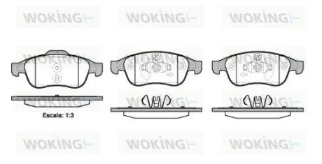 Комплект гальмівних накладок, дискове гальмо WOKING P1348310