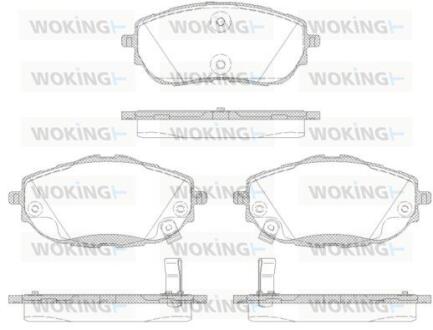 Комплект гальмівних накладок, дискове гальмо WOKING P14613.02