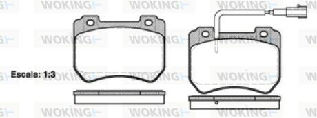 Комплект гальмівних накладок, дискове гальмо WOKING P15443.01