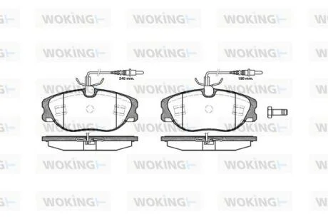 Комплект гальмівних накладок, дискове гальмо WOKING P205344
