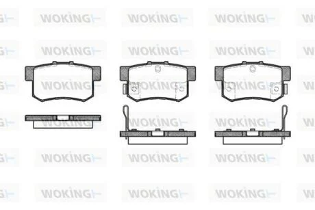 Комплект гальмівних накладок, дискове гальмо WOKING P2253.32