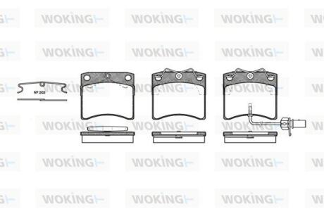 Комплект гальмівних накладок, дискове гальмо WOKING P2853.11