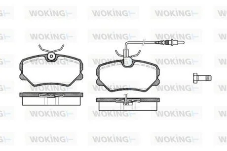 Комплект гальмівних накладок, дискове гальмо WOKING P362302