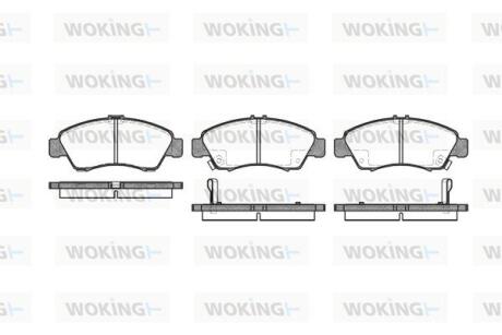 Комплект гальмівних накладок, дискове гальмо WOKING P5193.02