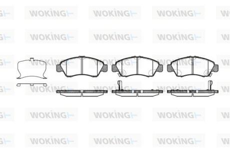 Комплект гальмівних накладок, дискове гальмо WOKING P5193.22