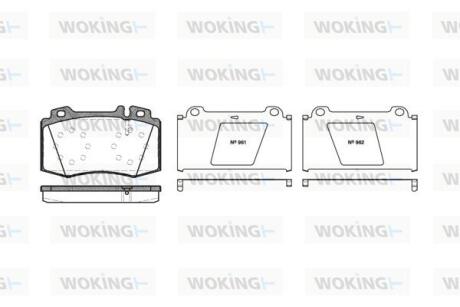 Комплект гальмівних накладок, дискове гальмо WOKING P6693.00