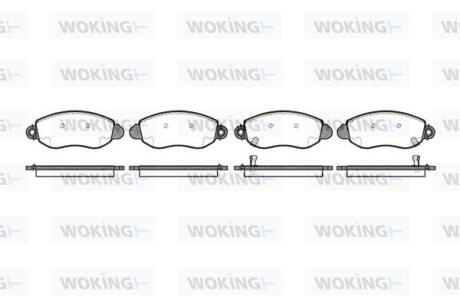 Комплект гальмівних накладок, дискове гальмо WOKING P6723.02