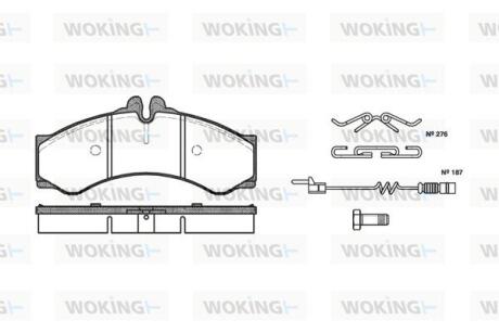 Комплект гальмівних накладок, дискове гальмо WOKING P7143.02