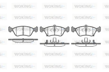 Комплект гальмівних накладок, дискове гальмо WOKING P7763.02