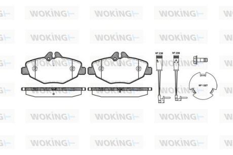 Комплект гальмівних накладок, дискове гальмо WOKING P8903.02