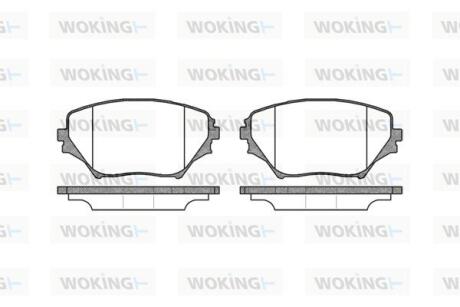 Комплект гальмівних накладок, дискове гальмо WOKING P9133.00