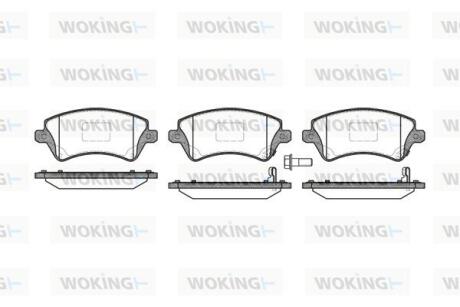Комплект гальмівних накладок, дискове гальмо WOKING P9223.12