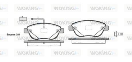 Комплект гальмівних накладок, дискове гальмо WOKING P9593.12