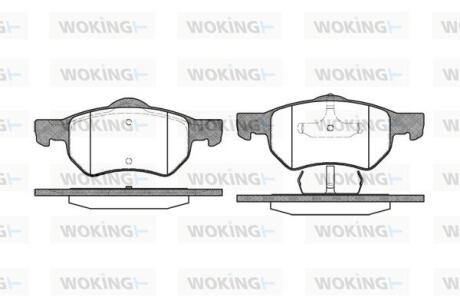 Комплект гальмівних накладок, дискове гальмо WOKING P9823.00
