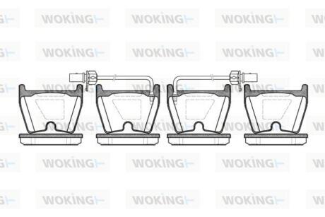 Комплект гальмівних накладок, дискове гальмо WOKING P9963.02