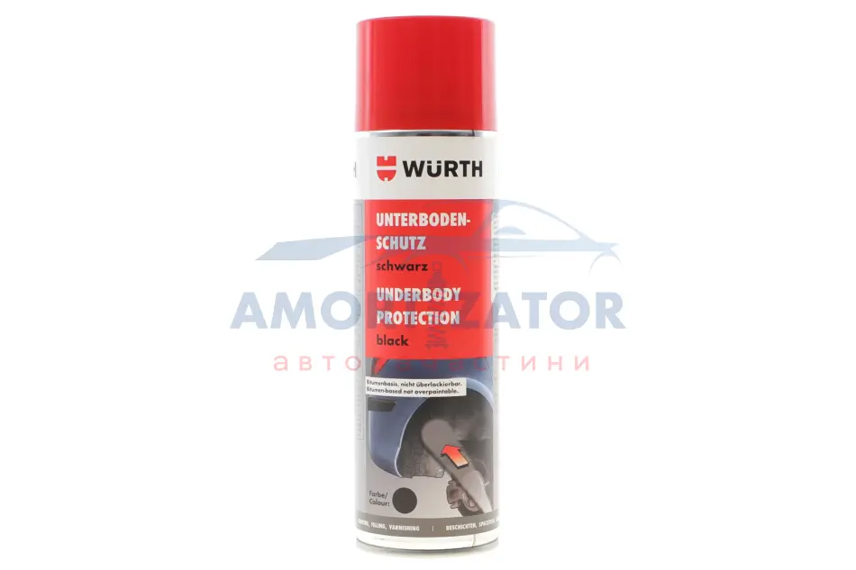 Засіб для захисту днища автомобіля, спрей, чорний, 500 ml {арт. } WURTH 0892073 (фото 1)
