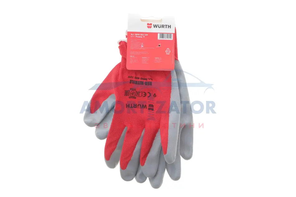 Рукавиці захисні RED NITRILE, розмір 9 WURTH 0899403109 (фото 1)
