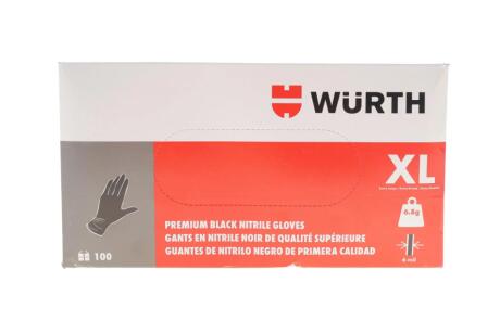 Рукавиці захисні одноразові нітрил, чорні, р.XL {арт. 0899470400} WURTH 0899470400/100