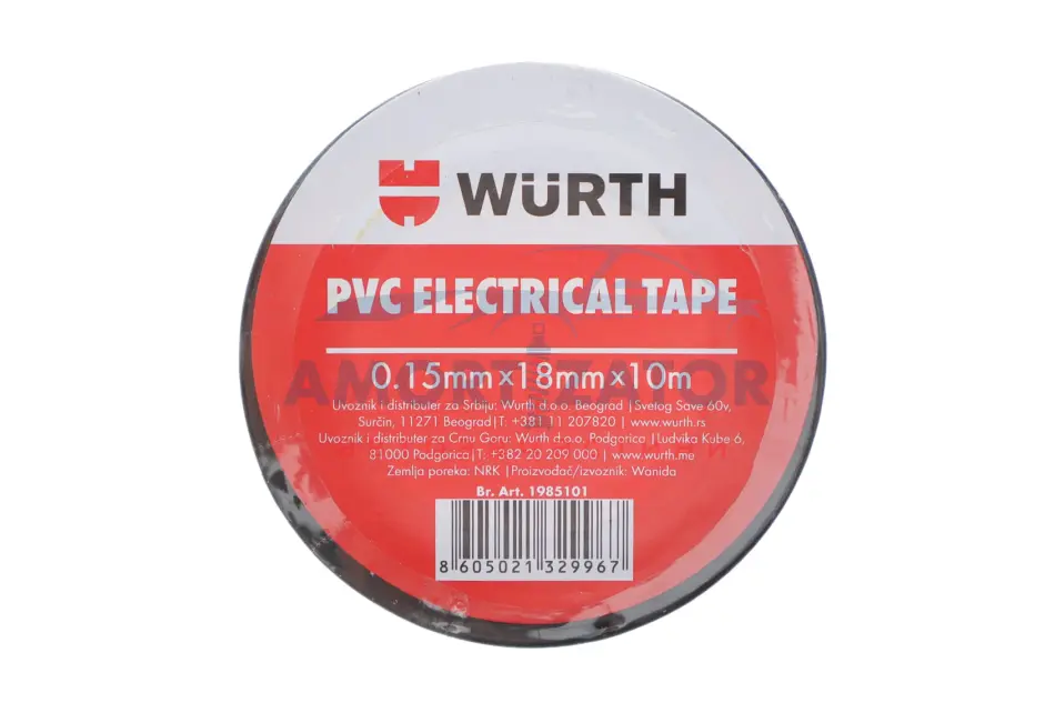 Ізоляційна стрічка PVC, чорна, 18мм/10м {арт. 1985 WURTH 1985101 (фото 1)