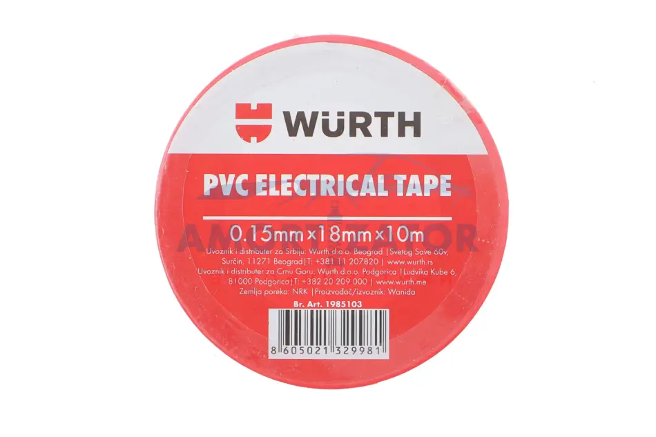 Ізоляційна стрічка PVC, червона, 18мм/10м {арт. } WURTH 1985103 (фото 1)