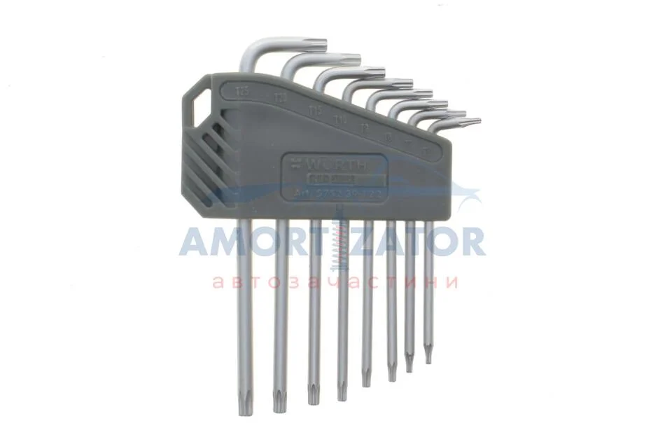 Набір ключів Г-подібних TORX з отвором, S2, TX6-25, 8 шт., RED STRIPE {арт. 575239 122} WURTH 575239122 (фото 1)