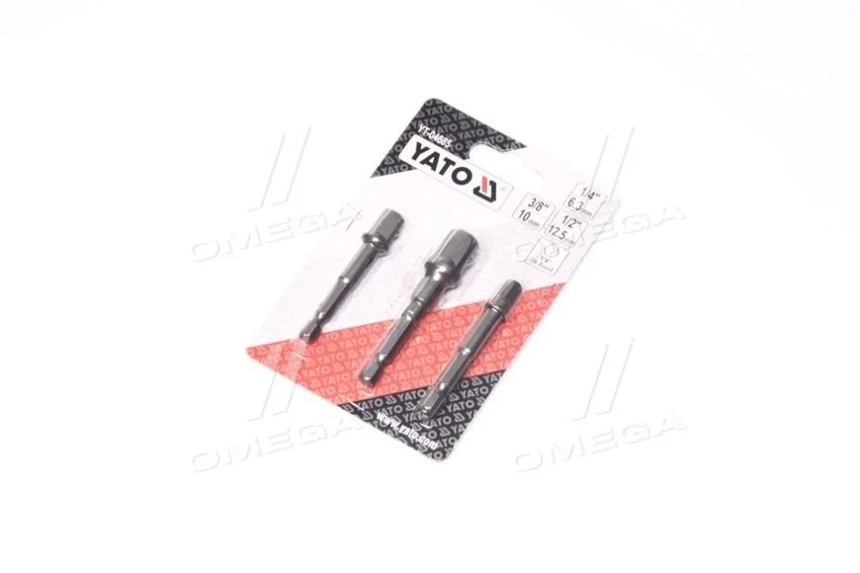 Тримачі-адаптери торцевих головок HEX 1/4" : 1/4", 3/8", 1/2", 3 шт. YATO YT04685 (фото 1)