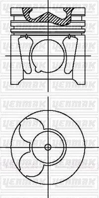 Поршень с кольцами і пальцем (размер отв. 85.00/STD) CITROEN Jumper/Berlingo 2.0HDI 99- (RHR (DW10BTED4) FORD Kuga/Focus/C-Max 2.0TDCi 03- (G6DA/G6DB/G6DD) YENMAK 3104497000 (фото 1)