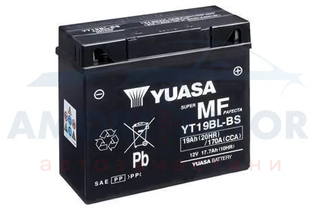 МОТО Yuasa 12V 19Ah MF VRLA Battery YT19BL-BS(сухозаряжений) YUASA YT19BLBS (фото 1)