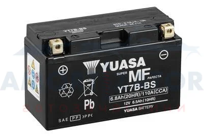 МОТО Yuasa 12V 6,5Ah MF VRLA Battery AGM YT7B-BS(сухозаряжений) YUASA YT7BBS (фото 1)