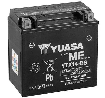 МОТО Yuasa 12V 12,6Ah MF VRLA Battery YTX14-BS(сухозаряжений) YUASA YTX14BS (фото 1)