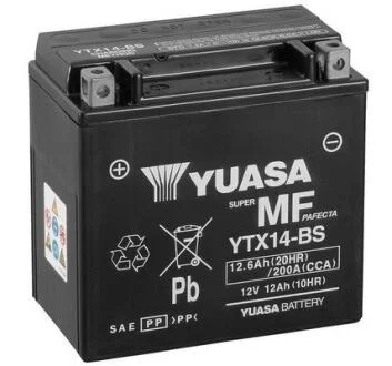 МОТО Yuasa 12V 12,6Ah MF VRLA Battery YTX14-BS(сухозаряжений) YUASA YTX14BS