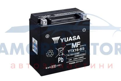 МОТО Yuasa 12V 14,7Ah MF VRLA Battery YTX16-BS(сухозаряжений) YUASA YTX16BS (фото 1)