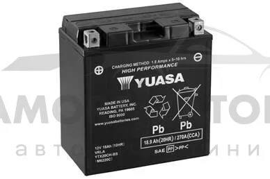 МОТО Yuasa 12V 18,9Ah High Performance MF VRLA Battery YTX20CH-BS (сухозаряжений) YUASA YTX20CHBS (фото 1)