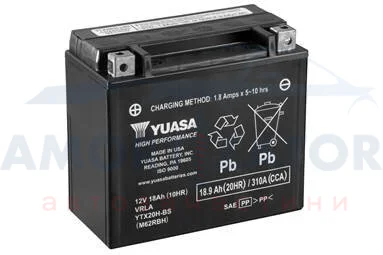 МОТО Yuasa 12V 18,9Ah High Performance MF VRLA Battery AGM YTX20H-BS(сухозаряжений) YUASA YTX20HBS (фото 1)