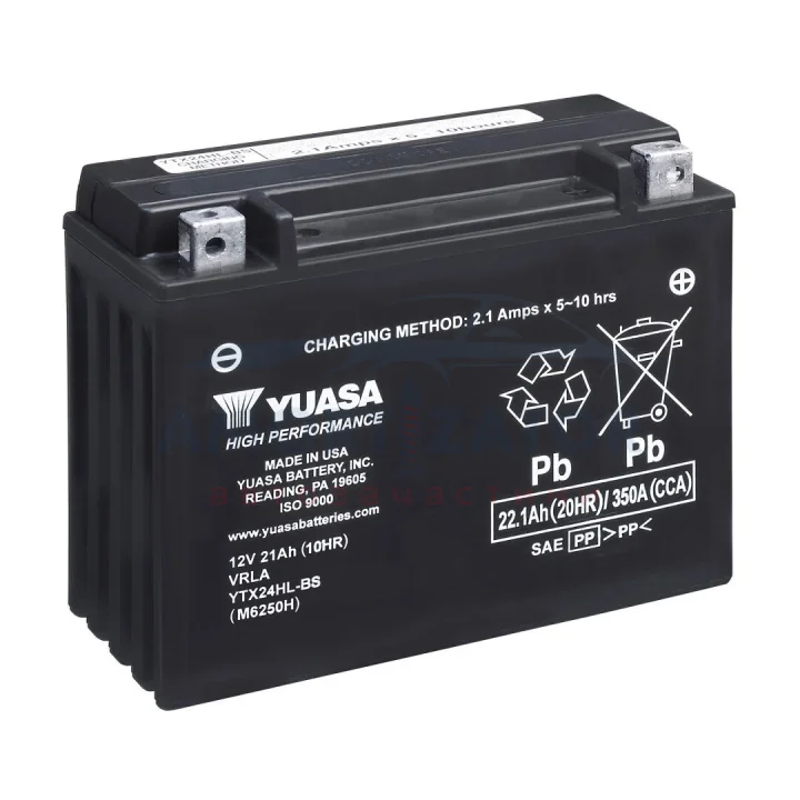 МОТО Yuasa 12V 22,1Ah High Performance MF VRLA Battery YTX24HL-BS(сухозаряжений) YUASA YTX24HLBS (фото 1)