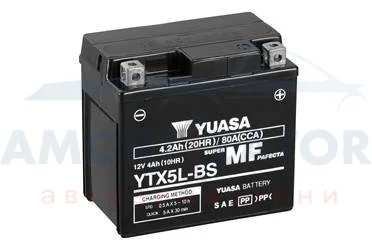 МОТО Yuasa 12V 4Ah MF VRLA Battery AGM YTX5L-BS(сухозаряжений) YUASA YTX5LBS (фото 1)
