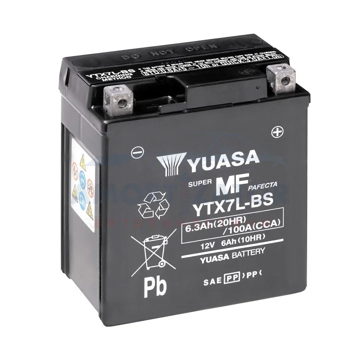 МОТО Yuasa 12V 6Ah MF VRLA Battery AGM YTX7L-BS (сухозаряжений) YUASA YTX7LBS (фото 1)