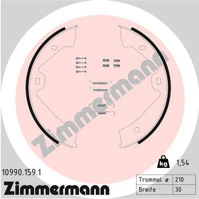 Комплект гальмівних колодок, стоянкове гальмо ZIMMERMANN 10990.159.1 (фото 1)