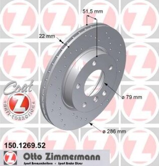 Фото диск гальмівний SPORT Z ZIMMERMANN 150126952 Диск гальмівний SPORT Z ZIMMERMANN 150126952